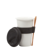 Ceramic Cup w/Silicone Lid, Band, & Bamboo Spoon