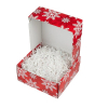 Red Snowflake Holiday Gift Box with shredded paper fill