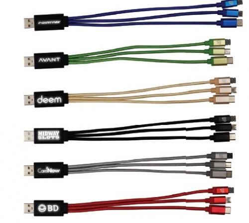 Metallic Light Up Logo Cable with Type C USB