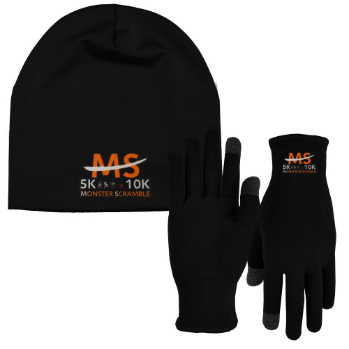 Runners Text Gloves & Performance Beanie Cap Combo