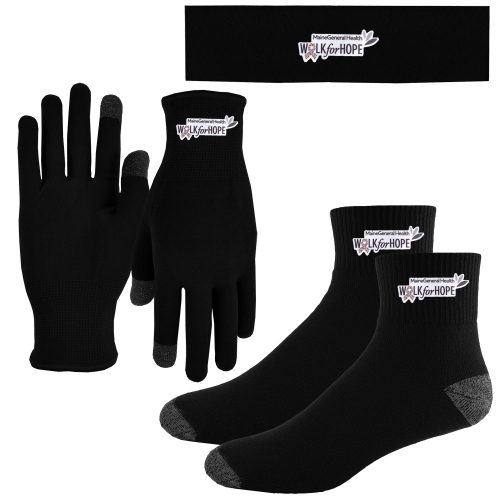 Performance Runners Text Gloves, Headband & Socks Combo