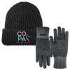 Chunky Knit Beanie Cap and Deluxe Knit Text Gloves Combo