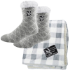 Buffalo Plaid Sherpa Blanket and Sherpa Lined Fuzzy Feet Crew Socks Combo