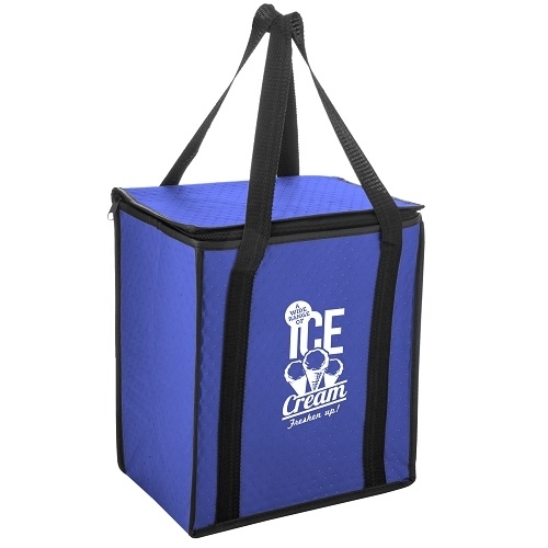 Insulated Non-Woven Square Zipper Top Tote Bag w/ Insert & Full Color (12