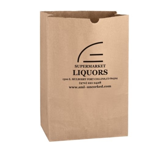 Natural Kraft Paper SOS Grocery Bag (Size 1/6 Bbl.) - Flexo Ink