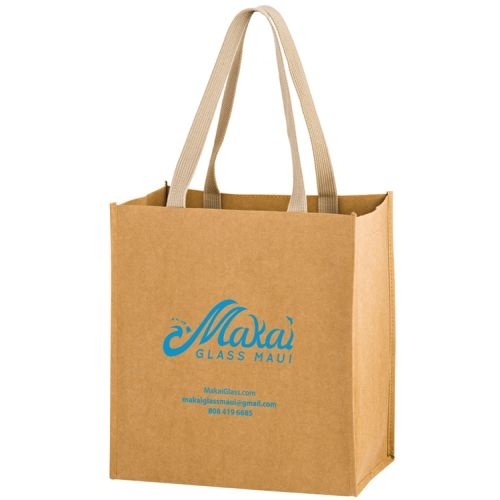 TSUNAMI - Washable Kraft Paper Grocery Tote Bag w/ Web Handle (12