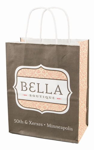 8 x 10.25 x 4.75 White Kraft Paper Shopping Bag