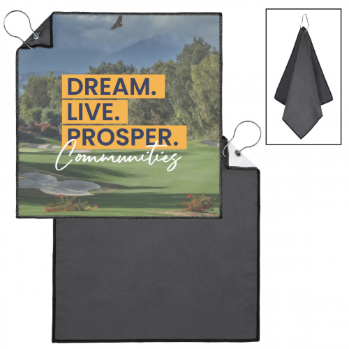 Two-Sided Microfiber Golf Towel w/ Full Color Dye Sublimation