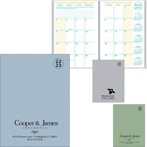 Academic Desk Monthly Planner w/ Printed Weave Cover  - 2022-2023