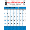 Commercial Planner Wall Calendar: Blue & Black 2025, 2+ Imprint Colors