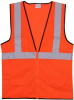 Orange Solid Zipper Safety Vest (Large/X-Large)