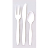 White Plastic Fork, Spoon, & Knife Set