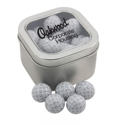 Window Tin with Chocolate Golf Balls