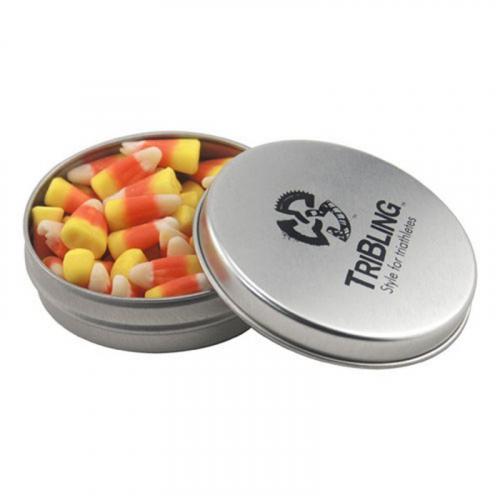 Round Tin with Candy Corn