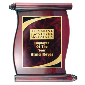 Rosewood Piano Finish Scroll Plaque