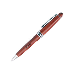 Rosewood Ballpoint Pen w/Silver Duotone