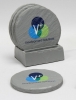 4-Pc Round Shale-Texture Coaster Set w/Base (UV Print)