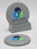 2-Pc Round Shale-Texture Coaster Set w/Base (UV Print)