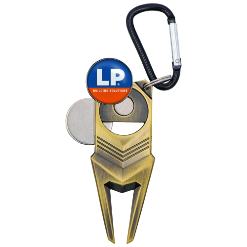 Carabiner Golf Divot Tool w/ 2 Ball Markers