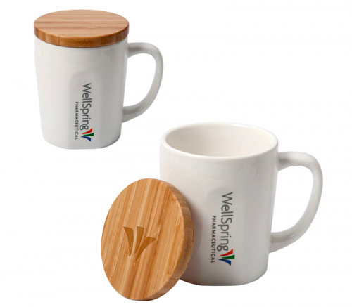 Ceramic Mug with Bamboo Lid - 15 oz.