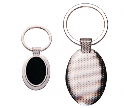 Oval Reflective Metal Keychain