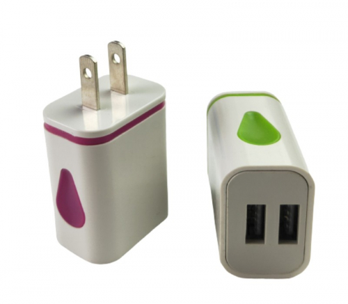 Colorful Dual Port USB Wall Plug Charger