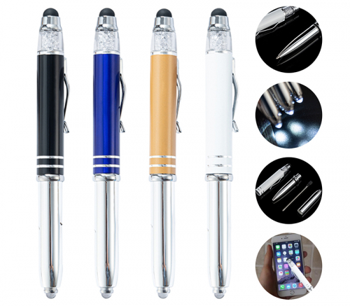 3-in-1 Custom Printed Stylus Pen with LED Light