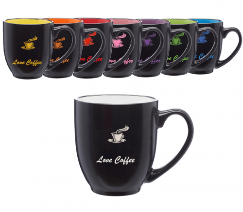 Two-Tone Black Matte Ceramic Mug, 16 oz.