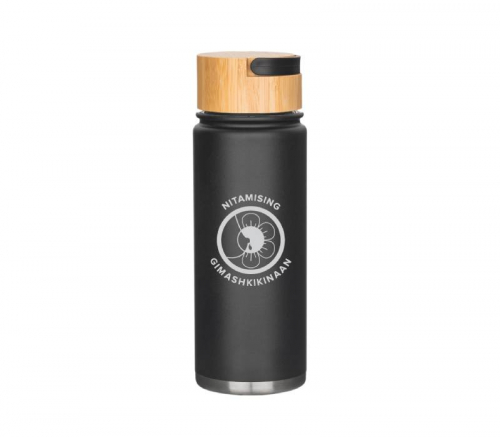 Vacuum Stainless Steel Water Bottle with Bamboo Lid, 20 oz.