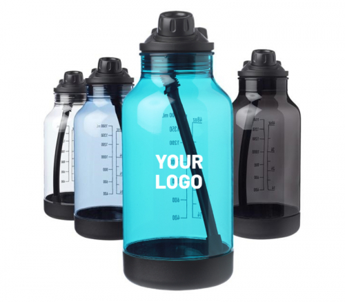 Sports Water Bottle with Straw & Capacity Marking, 64 oz.