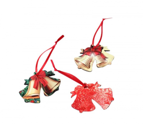 Two-Bell MDF Christmas Ornament