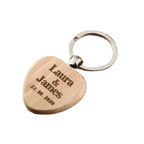 Wooden Heart Shape Keychain