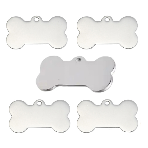 Silver Bone Shaped Brass Pet Tag