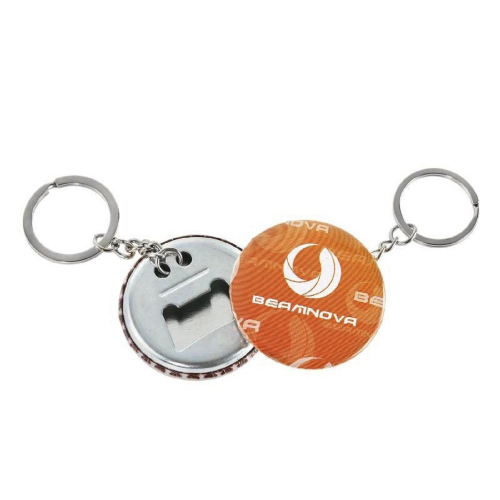 Round Tin Bottle Cap Opener Keychain