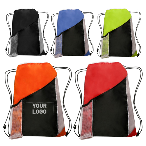 Drawstring Backpack with Side Mesh Pockets