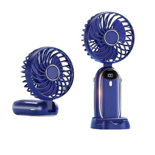 Rechargeable Foldable LED Hand Fan with Mobile Stand