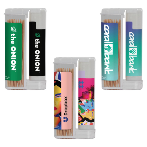 SPF 15 Lip Balm with Wooden Toothpick in a Flip-Top Container