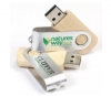 Wooden Swivel USB Flash Drive with Metal Band