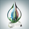 Art Glass Coral Award with Clear Base