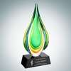 Art Glass Rainforest Award with Black Base