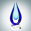 Art Glass Aquatic Award with Clear Base (L)