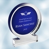 Blue Acrylic Circle Award with Base
