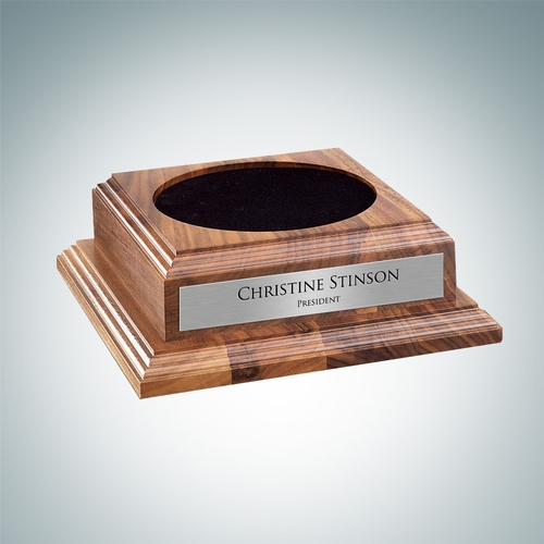 Optional Walnut Wood Base with Personalized Silver Plate | Wood