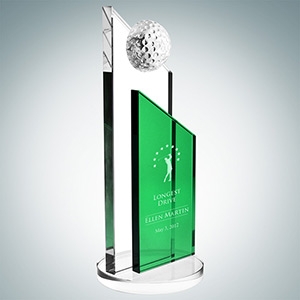 Green Success Golf Trophy - Medium | Optical Crystal