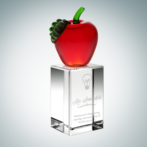 Red Apple on Column Crystal Base