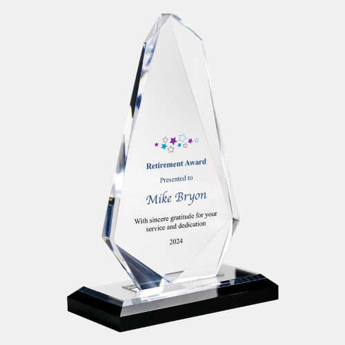 Color Imprinted Acrylic Spear Award with Black Base (L)