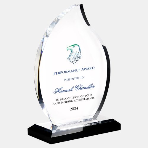 Color Imprinted Acrylic Flame Award with Black Base (L)