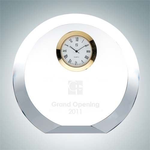 Circle Silver Clock | Optical Crystal