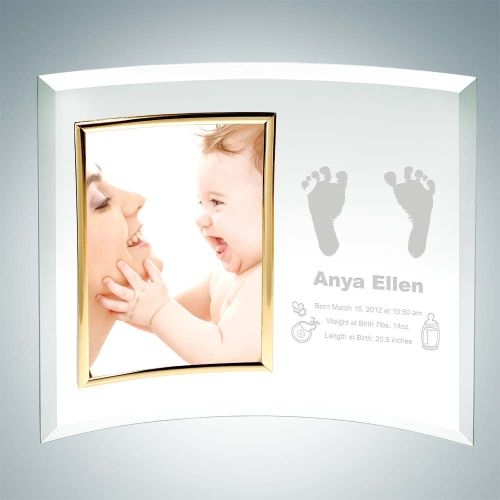 Curved Vertical Gold Photo Frame | Jade Glass