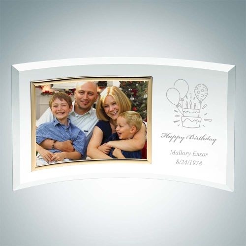 Curved Horizontal Gold Photo Frame | Jade Glass